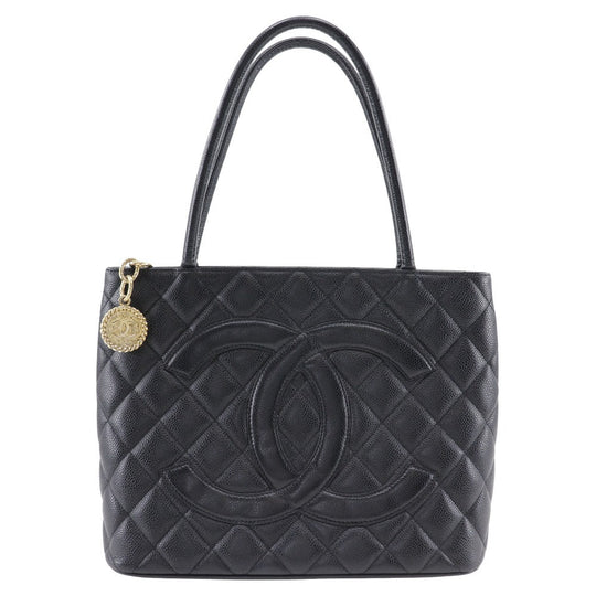 CHANEL Tote Bag A01804 Caviar skin black Replica Tote Women Used Authentic