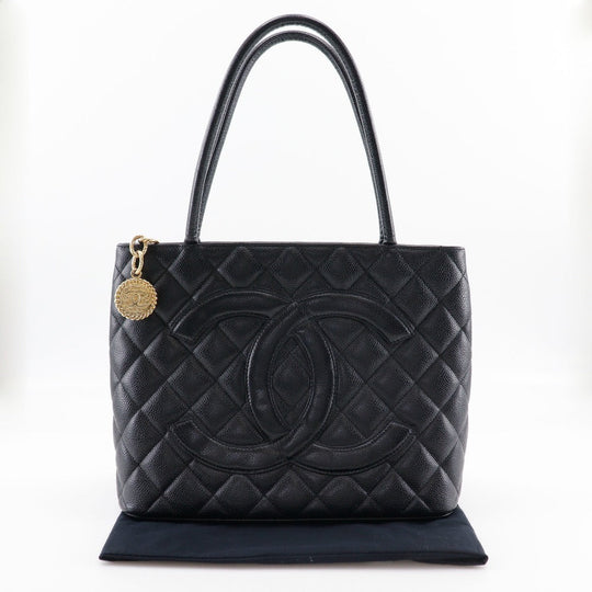 CHANEL Tote Bag A01804 Caviar skin black Replica Tote Women Used Authentic