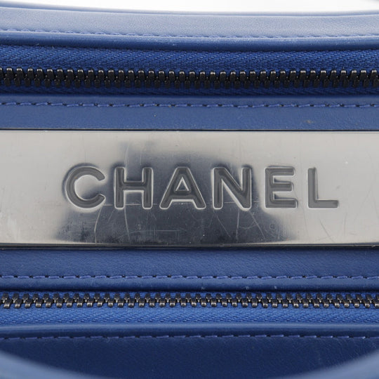 CHANEL Handbag Calfskin Blue 2WAYShoulder Trendy Bowling Bag Women Used Authentic