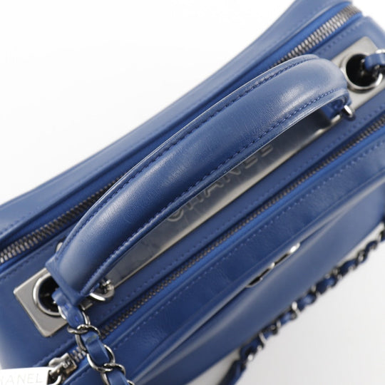 CHANEL Handbag Calfskin Blue 2WAYShoulder Trendy Bowling Bag Women Used Authentic