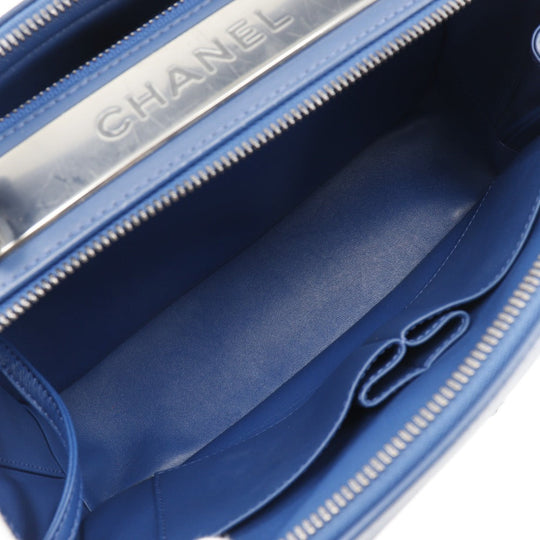 CHANEL Handbag Calfskin Blue 2WAYShoulder Trendy Bowling Bag Women Used Authentic