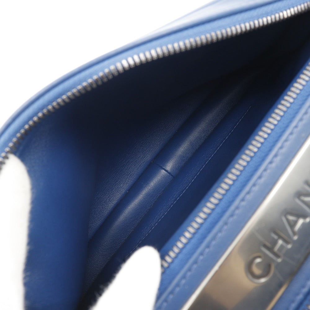 CHANEL Handbag Calfskin Blue 2WAYShoulder Trendy Bowling Bag Women Used Authentic