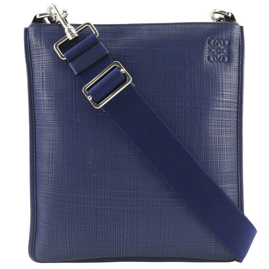 LOEWE Shoulder Bag Embossed leather Blue anagram unisex(Unisex) Used Authentic