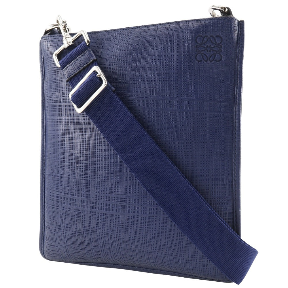 LOEWE Shoulder Bag Embossed leather Blue anagram unisex(Unisex) Used Authentic
