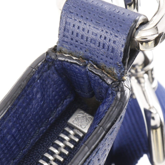 LOEWE Shoulder Bag Embossed leather Blue anagram unisex(Unisex) Used Authentic