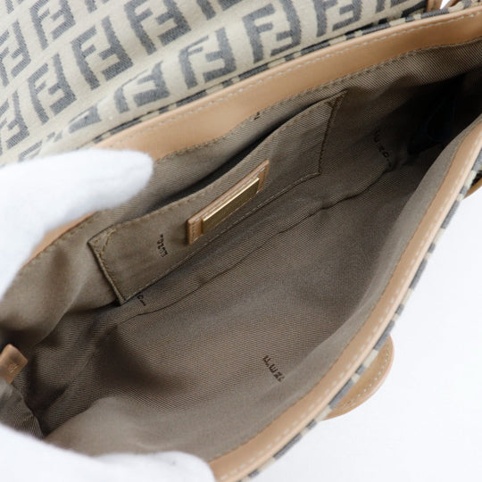 FENDI Shoulder Bag 8BR422 canvas beige one belt Zucchino Women Used Authentic