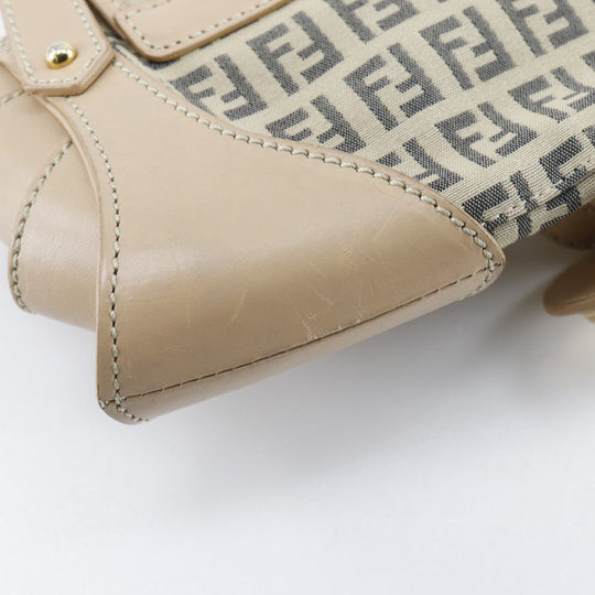 FENDI Shoulder Bag 8BR422 canvas beige one belt Zucchino Women Used Authentic