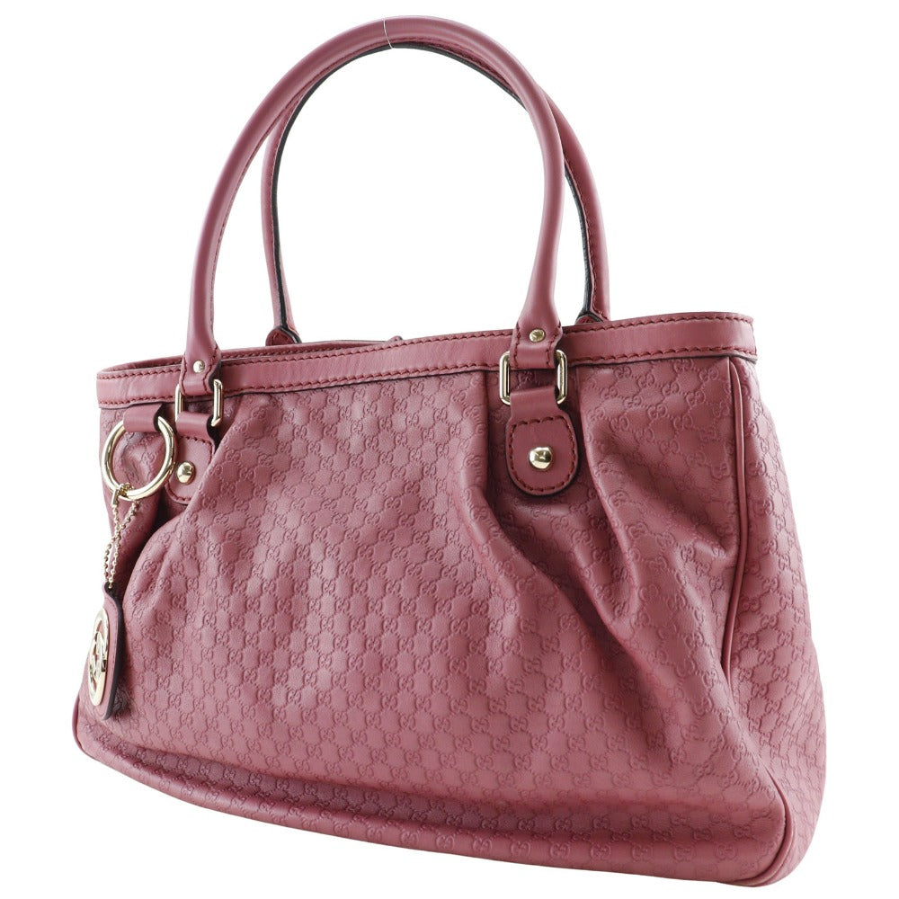 GUCCI Tote Bag 296835 ƒ}ƒCƒNƒ�ƒOƒbƒ`ƒVƒ} Sima leather pink Micro Guccisima Sukey Women Used Authentic