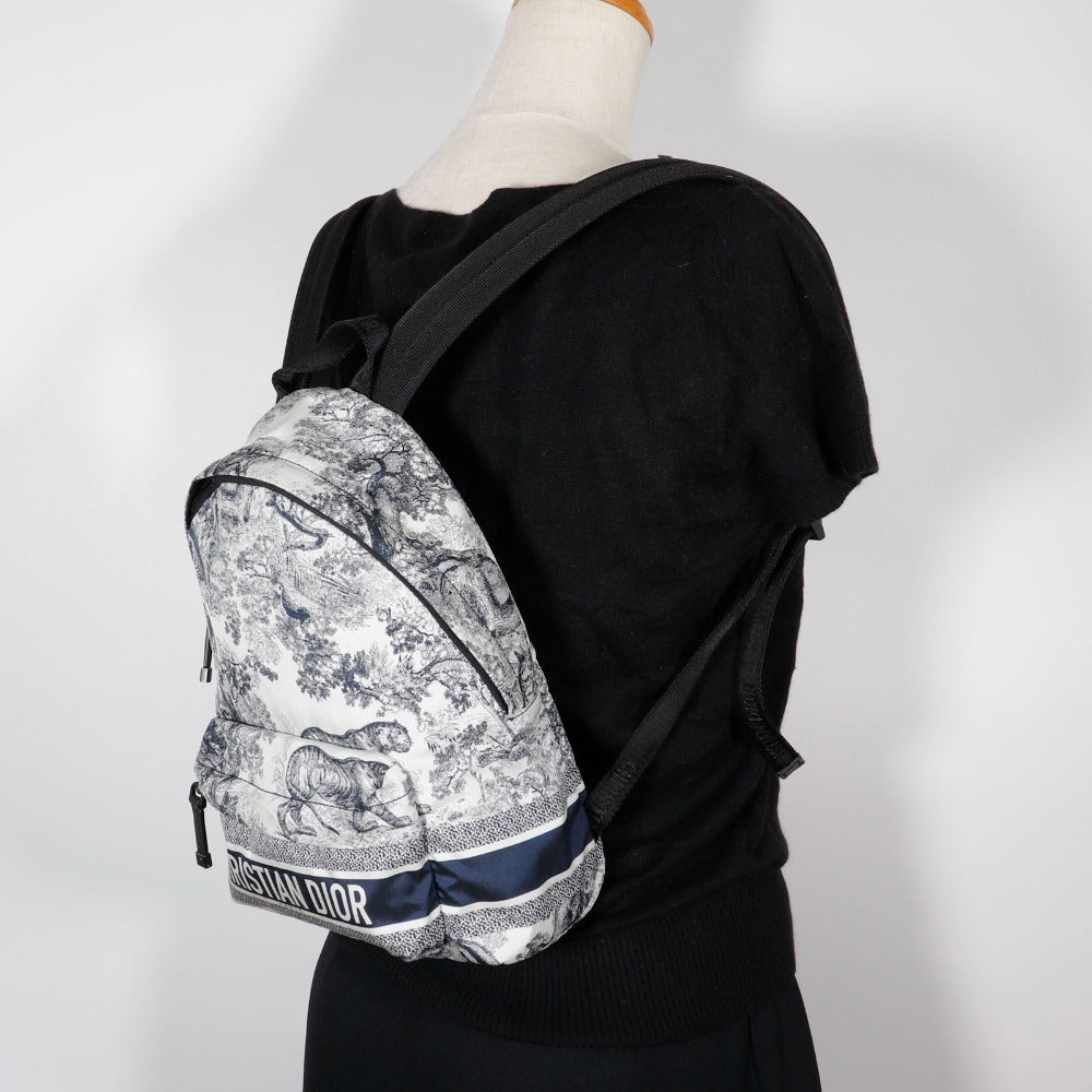 Christian Dior Backpack M6108SNTJ Nylon Black / white Toile de Jouy Small backpack Women Used Authentic