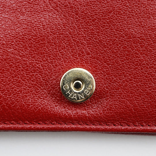 CHANEL Wallet Chain Calfskin Red ChainShoulder Matrasse Studs Women Used Authentic