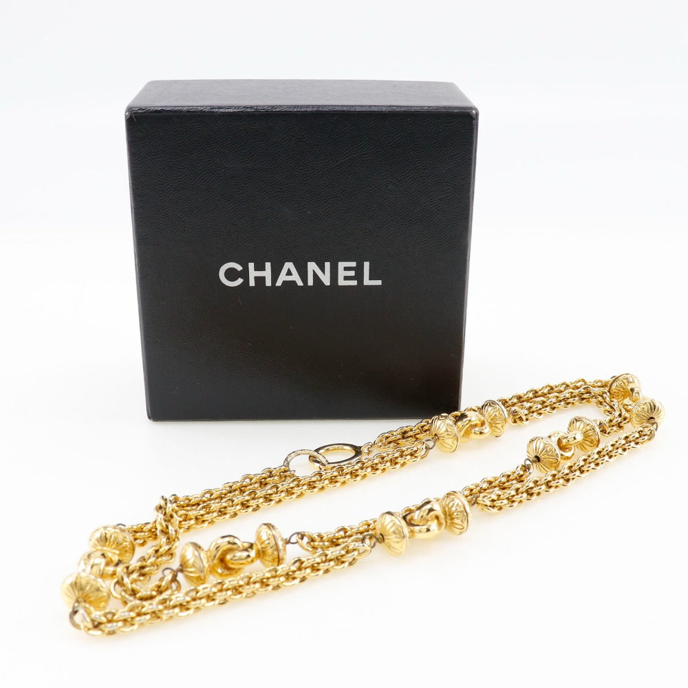 CHANEL Necklace Plated Gold gold vintage long Women Used Authentic