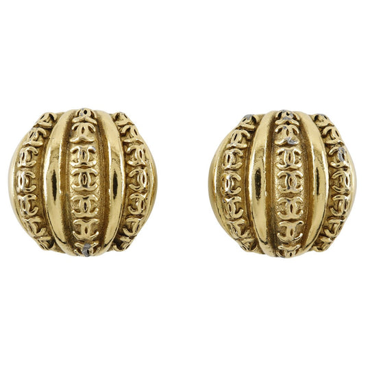CHANEL Earring Plated Gold gold vintage COCO Mark Women Used Authentic