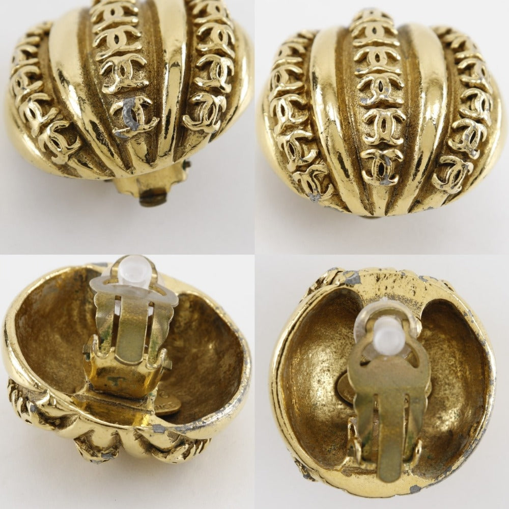 CHANEL Earring Plated Gold gold vintage COCO Mark Women Used Authentic