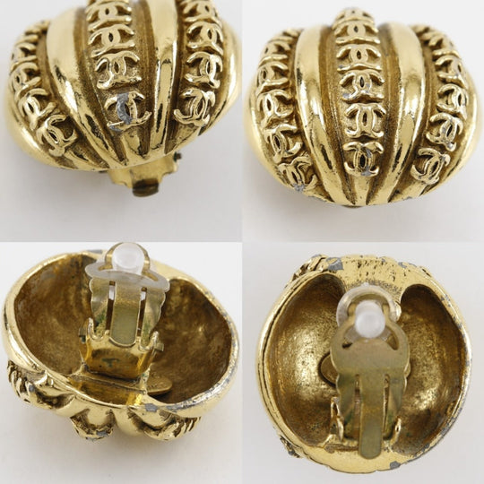 CHANEL Earring Plated Gold gold vintage COCO Mark Women Used Authentic