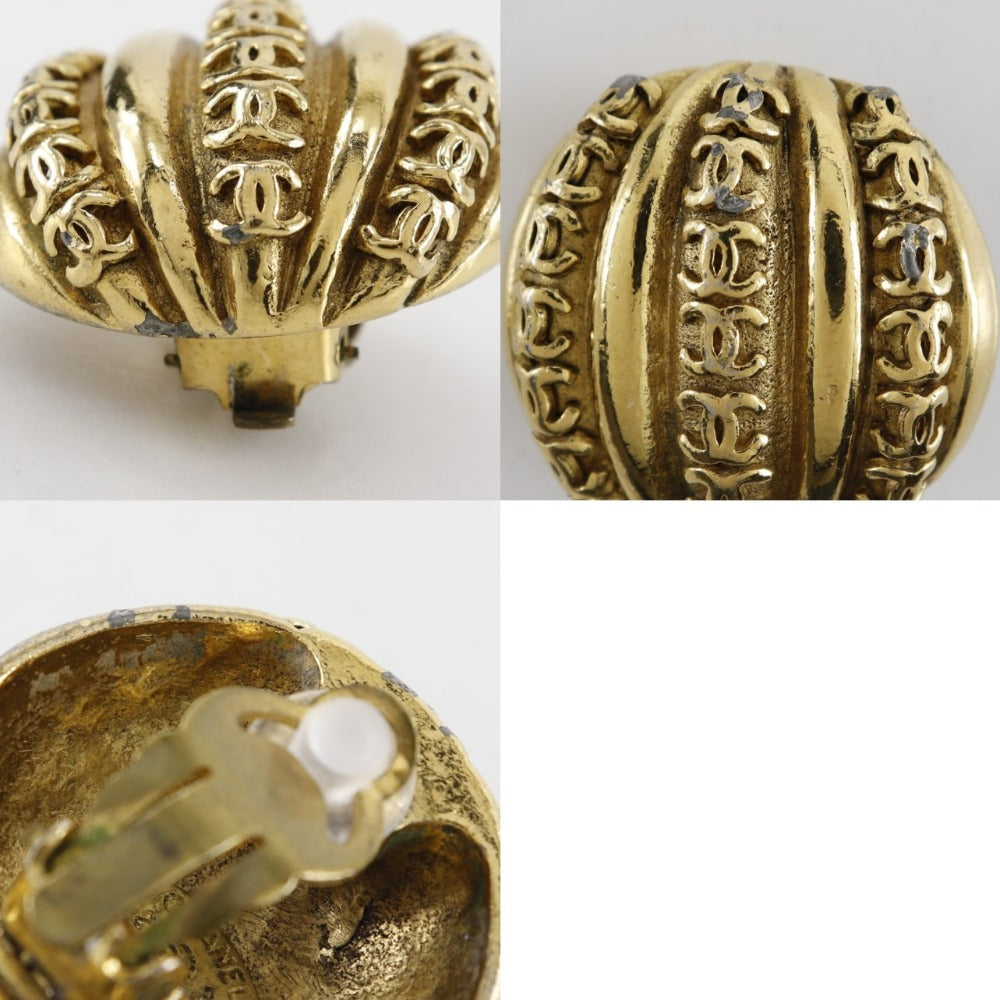 CHANEL Earring Plated Gold gold vintage COCO Mark Women Used Authentic
