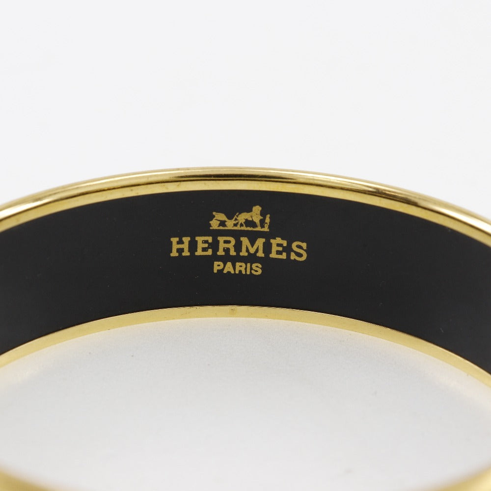 HERMES Bangle Plated Gold multicolor cloisonne Flag & Bird Emilel GM Women Used Authentic