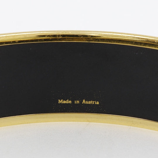 HERMES Bangle Plated Gold multicolor cloisonne Flag & Bird Emilel GM Women Used Authentic