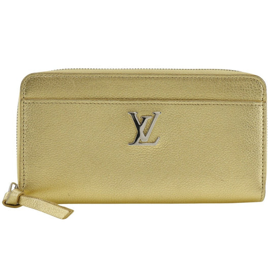 LOUIS VUITTON Long Wallet Purse M69058 Grain Calfskin Leather gold Japan exclusive color Zippy Rock Me Women Used Authentic
