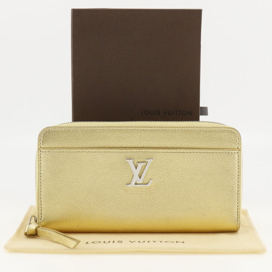 LOUIS VUITTON Long Wallet Purse M69058 Grain Calfskin Leather gold Japan exclusive color Zippy Rock Me Women Used Authentic