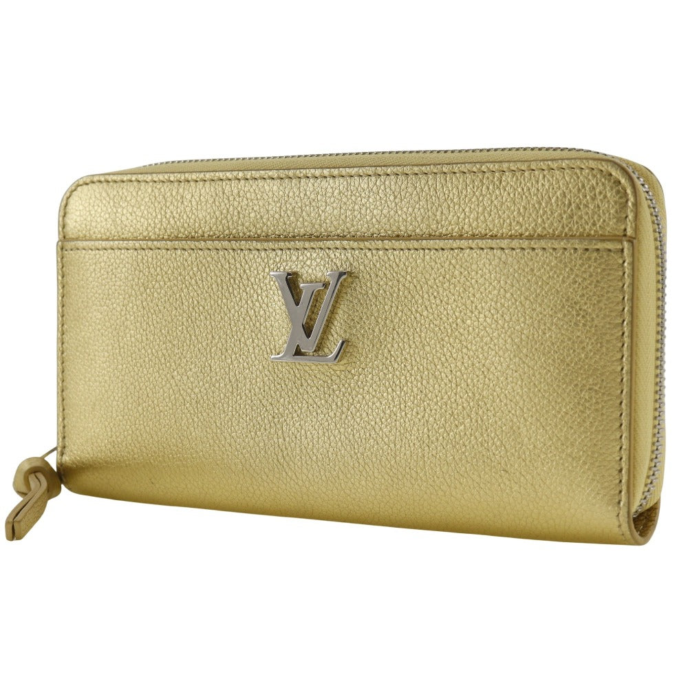 LOUIS VUITTON Long Wallet Purse M69058 Grain Calfskin Leather gold Japan exclusive color Zippy Rock Me Women Used Authentic