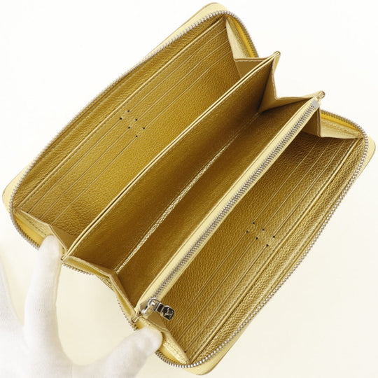 LOUIS VUITTON Long Wallet Purse M69058 Grain Calfskin Leather gold Japan exclusive color Zippy Rock Me Women Used Authentic
