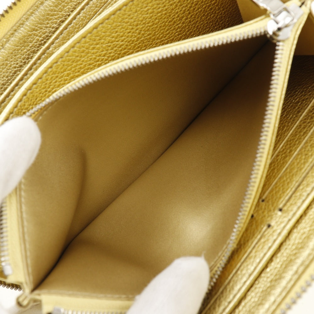 LOUIS VUITTON Long Wallet Purse M69058 Grain Calfskin Leather gold Japan exclusive color Zippy Rock Me Women Used Authentic