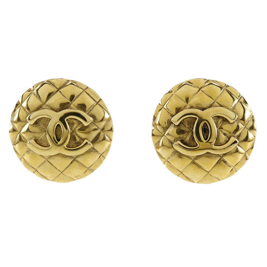 CHANEL Earring Plated Gold gold vintage Matrasse COCO Mark Women Used Authentic