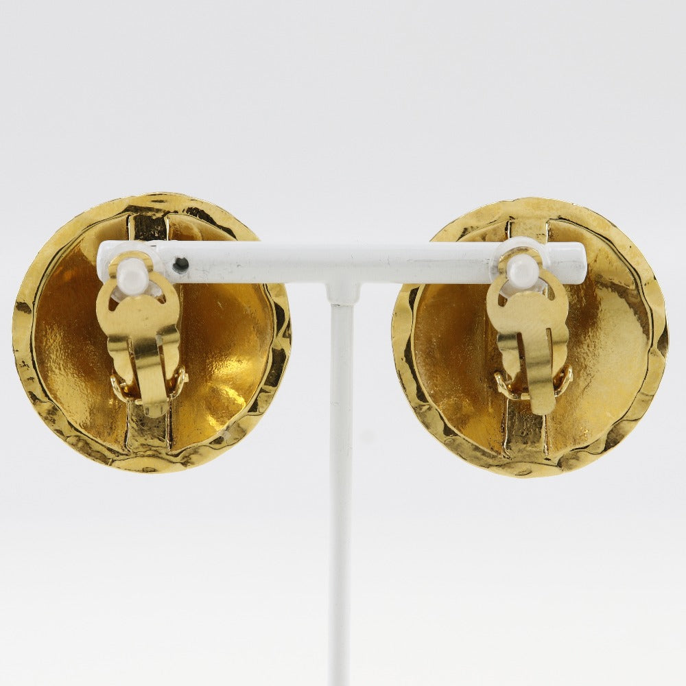CHANEL Earring Plated Gold gold vintage Matrasse COCO Mark Women Used Authentic