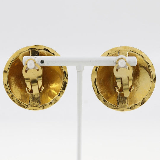 CHANEL Earring Plated Gold gold vintage Matrasse COCO Mark Women Used Authentic