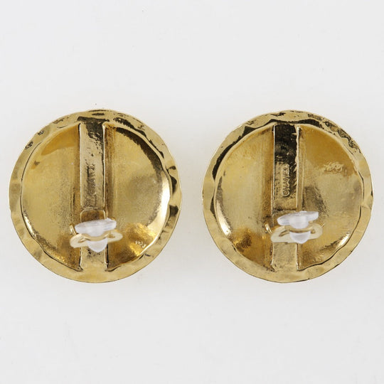 CHANEL Earring Plated Gold gold vintage Matrasse COCO Mark Women Used Authentic