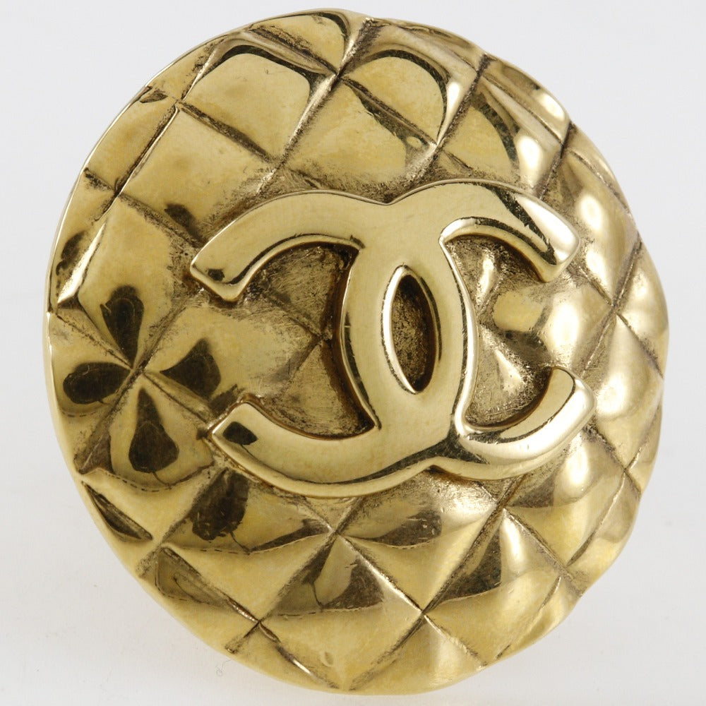 CHANEL Earring Plated Gold gold vintage Matrasse COCO Mark Women Used Authentic