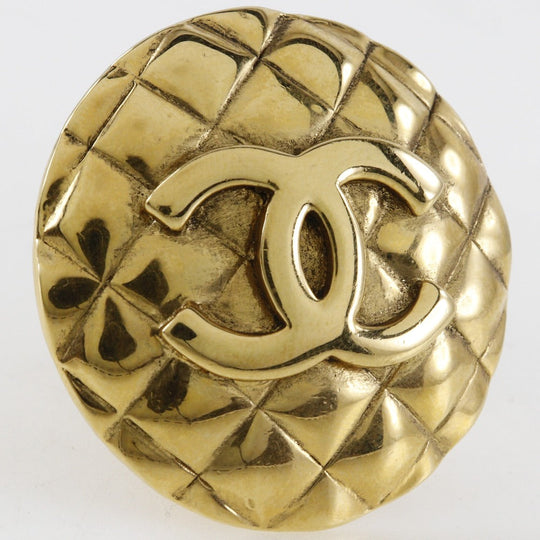 CHANEL Earring Plated Gold gold vintage Matrasse COCO Mark Women Used Authentic