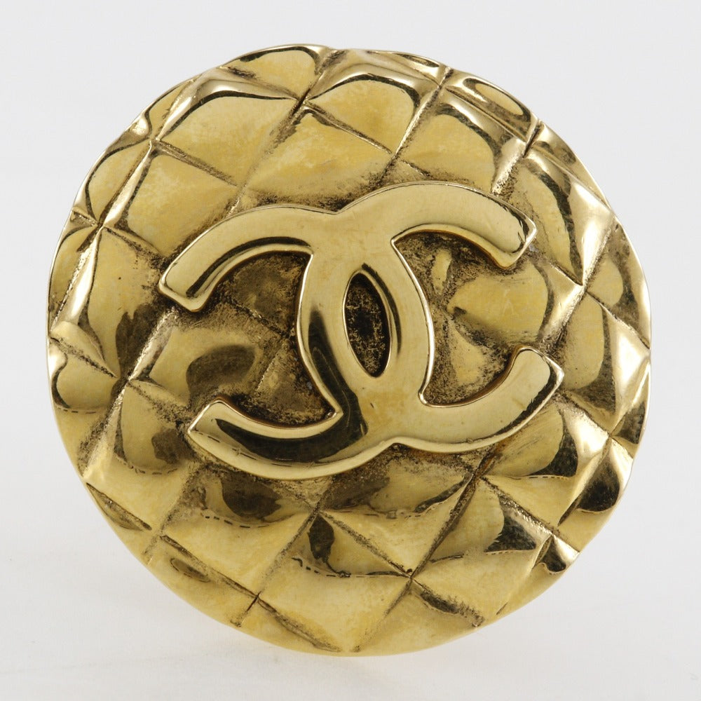 CHANEL Earring Plated Gold gold vintage Matrasse COCO Mark Women Used Authentic