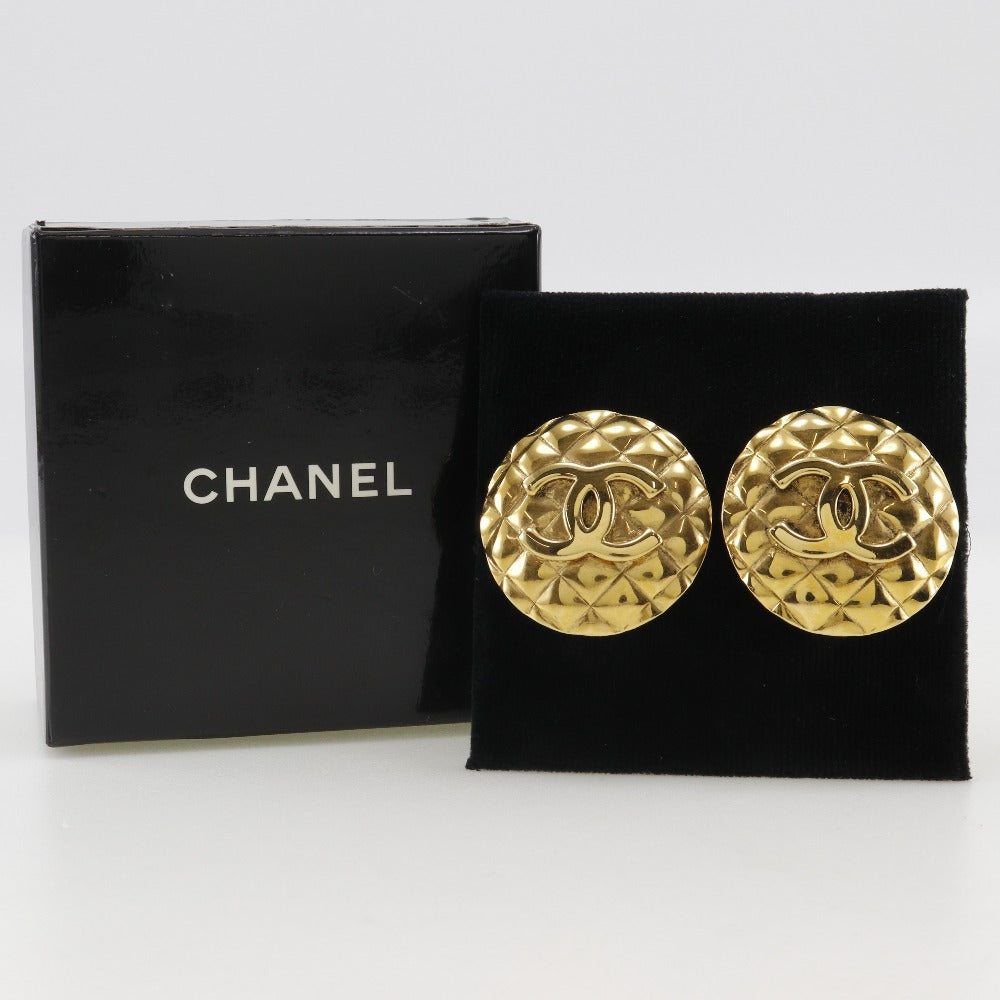CHANEL Earring Plated Gold gold vintage Matrasse COCO Mark Women Used Authentic