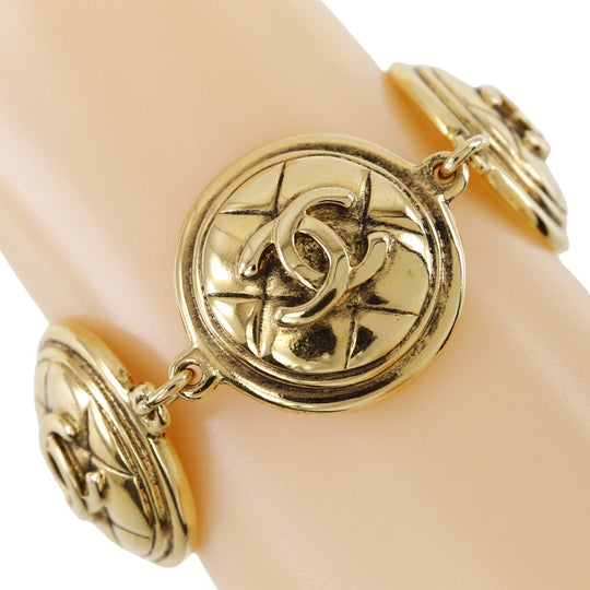 CHANEL bracelet Plated Gold gold vintage Matrasse COCO Mark Women Used Authentic