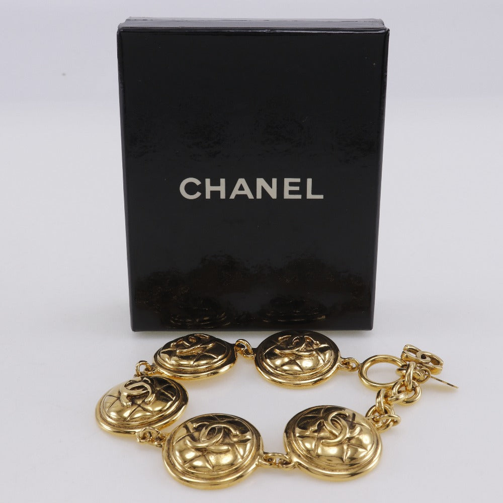 CHANEL bracelet Plated Gold gold vintage Matrasse COCO Mark Women Used Authentic