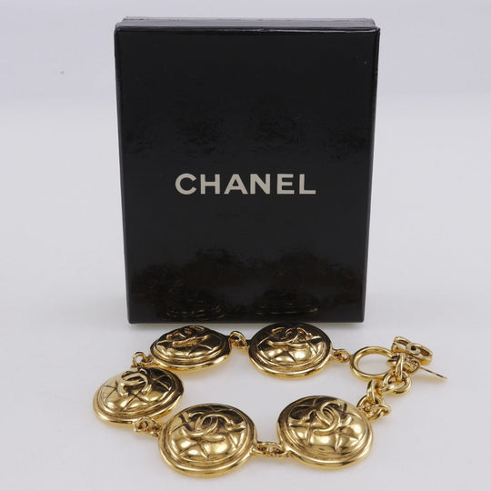 CHANEL bracelet Plated Gold gold vintage Matrasse COCO Mark Women Used Authentic