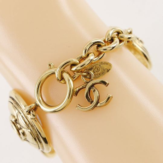 CHANEL bracelet Plated Gold gold vintage Matrasse COCO Mark Women Used Authentic