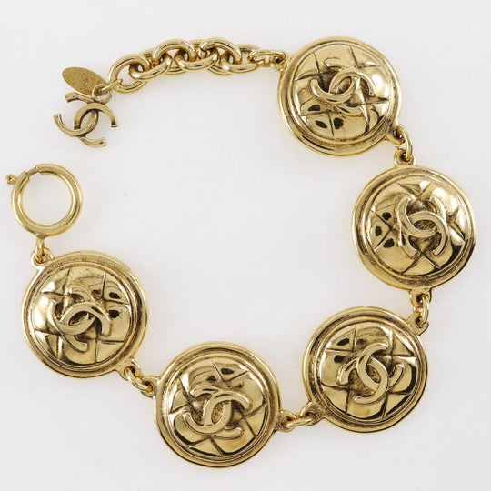 CHANEL bracelet Plated Gold gold vintage Matrasse COCO Mark Women Used Authentic