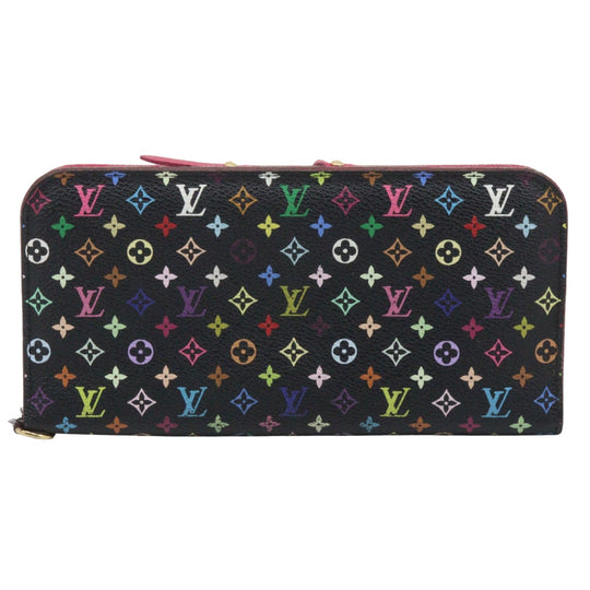 LOUIS VUITTON Long Wallet Purse M93754 Monogram multicolor Black / pink Portefeuille Ansolit Women Used Authentic