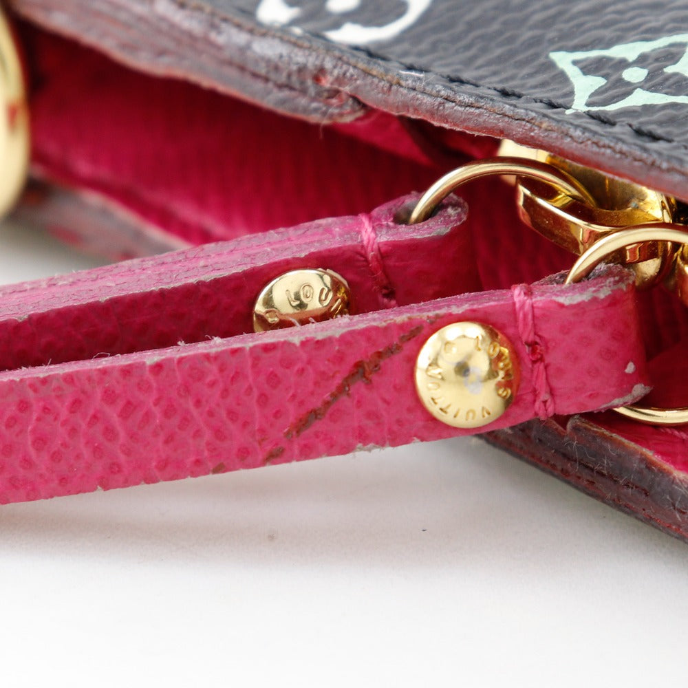 LOUIS VUITTON Long Wallet Purse M93754 Monogram multicolor Black / pink Portefeuille Ansolit Women Used Authentic