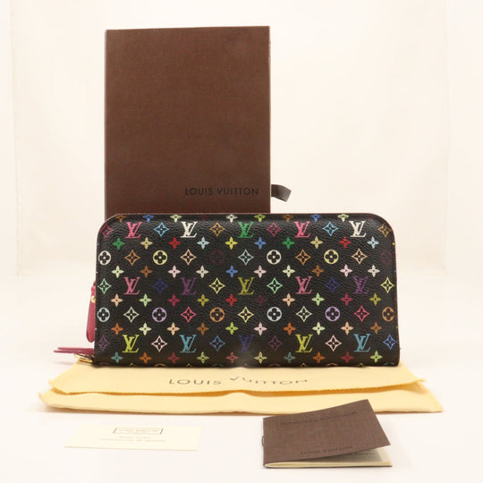 LOUIS VUITTON Long Wallet Purse M93754 Monogram multicolor Black / pink Portefeuille Ansolit Women Used Authentic