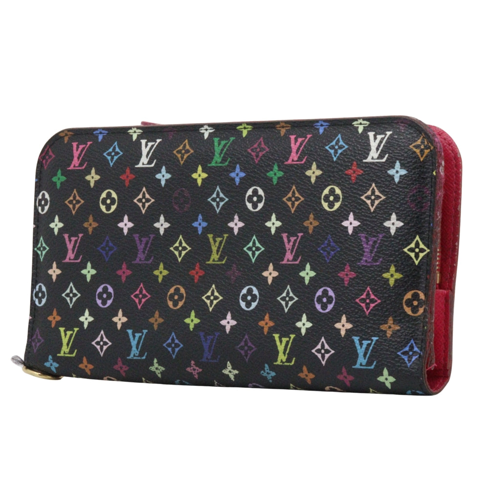 LOUIS VUITTON Long Wallet Purse M93754 Monogram multicolor Black / pink Portefeuille Ansolit Women Used Authentic