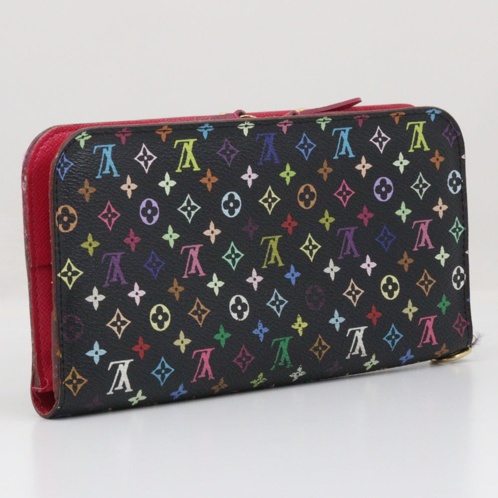 LOUIS VUITTON Long Wallet Purse M93754 Monogram multicolor Black / pink Portefeuille Ansolit Women Used Authentic