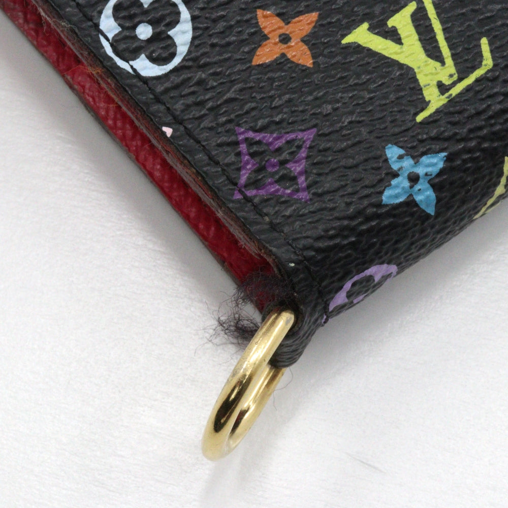 LOUIS VUITTON Long Wallet Purse M93754 Monogram multicolor Black / pink Portefeuille Ansolit Women Used Authentic