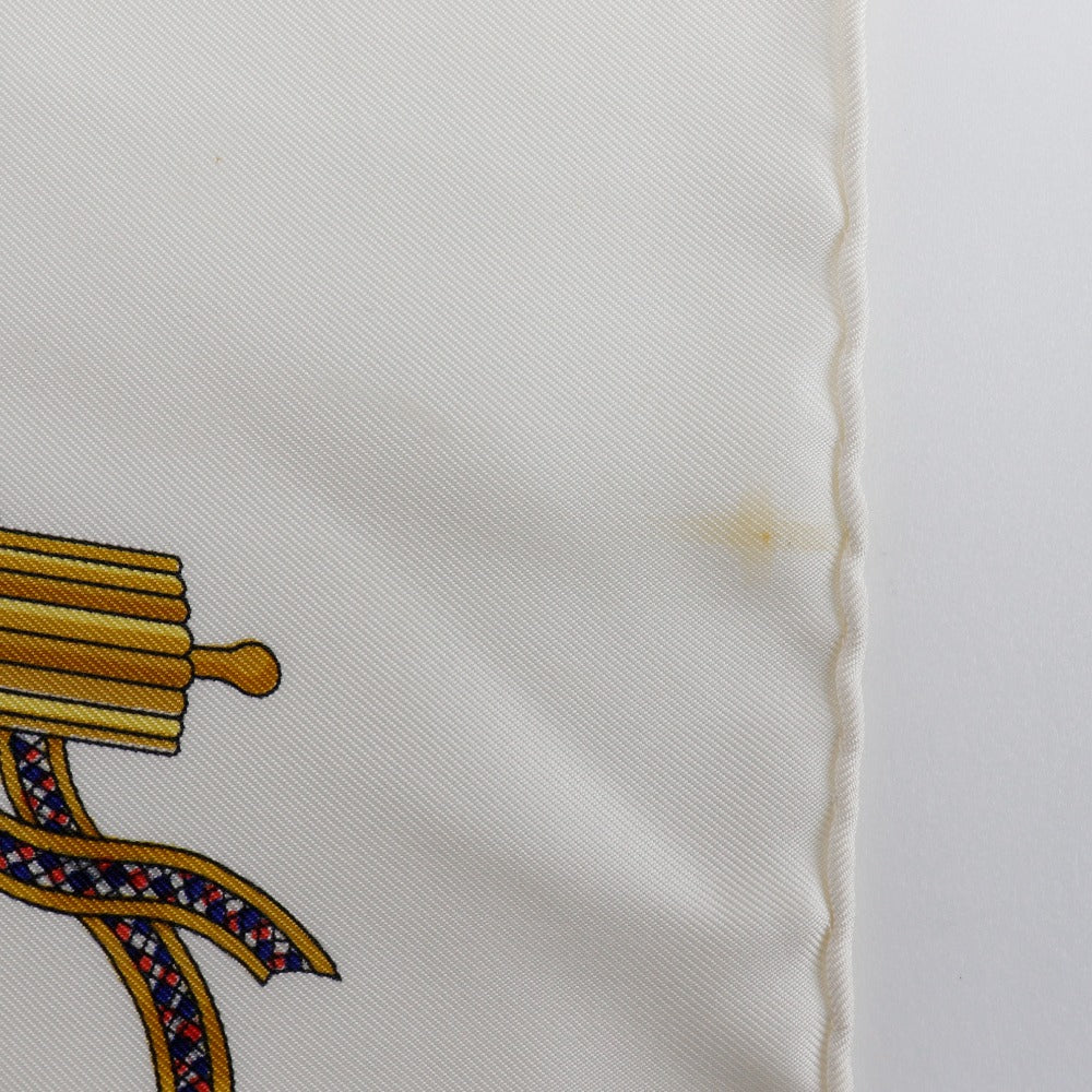 HERMES scarf silk White Commemorating the French Revolution LIBERTE EGALITE FRATERNITE REPUBL Carre90 Women Used Authentic