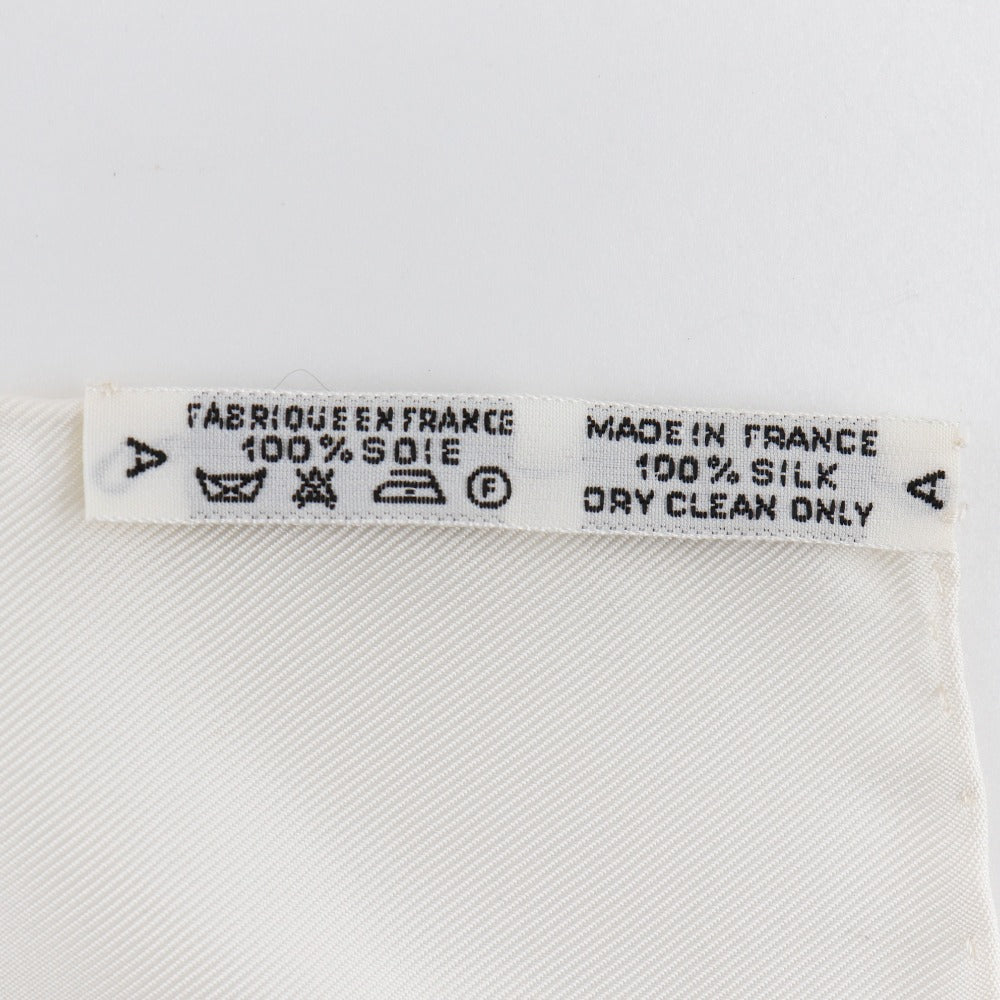 HERMES scarf silk White Commemorating the French Revolution LIBERTE EGALITE FRATERNITE REPUBL Carre90 Women Used Authentic