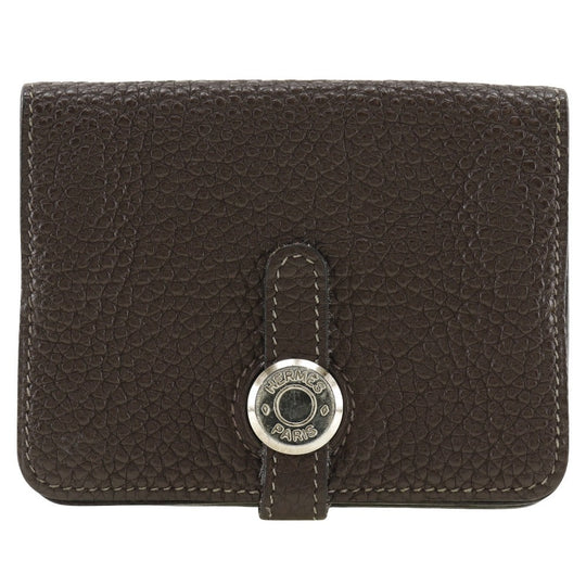 HERMES Bifold Wallet Togo Brown Card Case Dogon compact