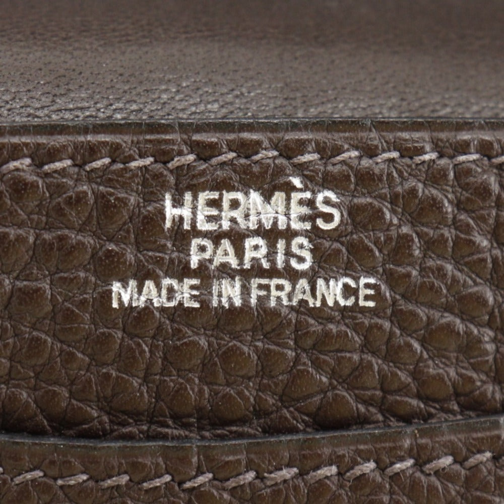 HERMES Bifold Wallet Togo Brown Card Case Dogon compact