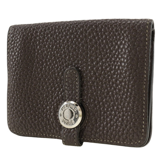 HERMES Bifold Wallet Togo Brown Card Case Dogon compact